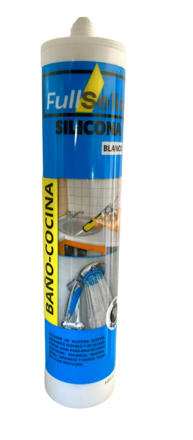 SILICONA ACETICA BAÑOS Y COCINAS CON FUNGICIDA COLOR ALUMINIO UNIVERSAL FULLSELLO