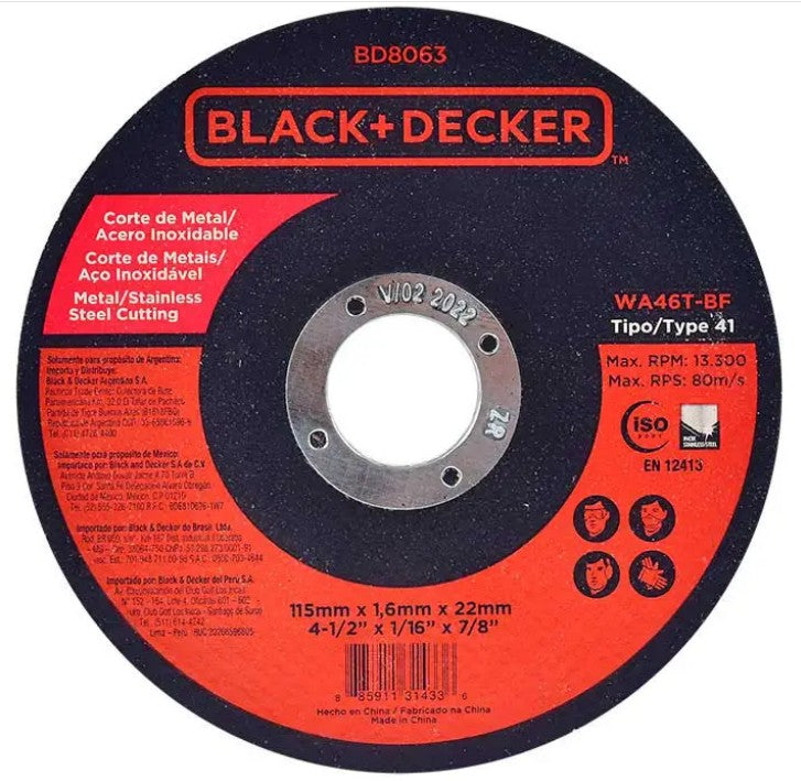 DISCO DE DESBASTE 4 1/2" 115X6X22.23 BLACK+DECKER