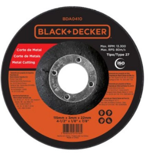 DISCO DE CORTE 4 1/2" 115X3X22.23 BLACK+DECKER