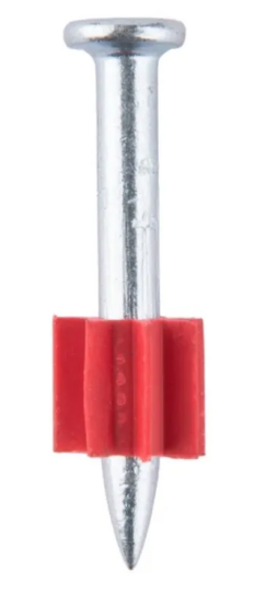 CLAVO TIPO HILTI CON GOLILLA PLASTICA ROJA 1" CAJA 100 UND