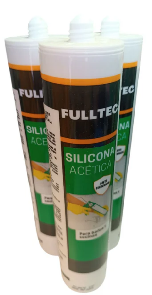 SILICONA ACETICA P/BAÑO Y COCINA CON ANTIFUNGICO 290ML TRANSPARENTE FULLTEC