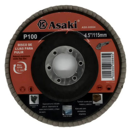 DISCO DE LIJA ASAKI P100 DE 4 1/2" (115 MM)