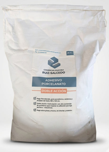 ADHESIVO PORCELANATO DOBLE ACCION COMERCIALIZADORA RUIZ-SALCEDO 25 KG